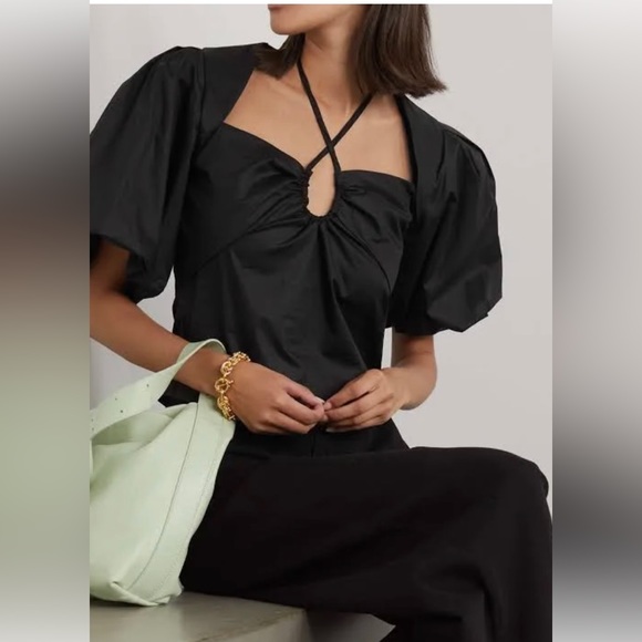 Frame Tie Neck Top Black size small - Picture 2 of 12